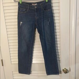 8 Seconds Blue Straight Leg Jeans with Distressed Details